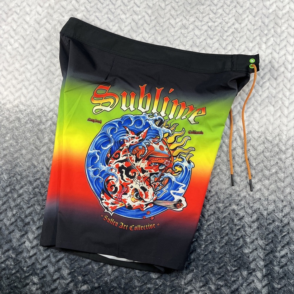 Sullen Sublime Swim Trunks Mens 36 Board Shorts Bad Fish Graphic Beach Resort
